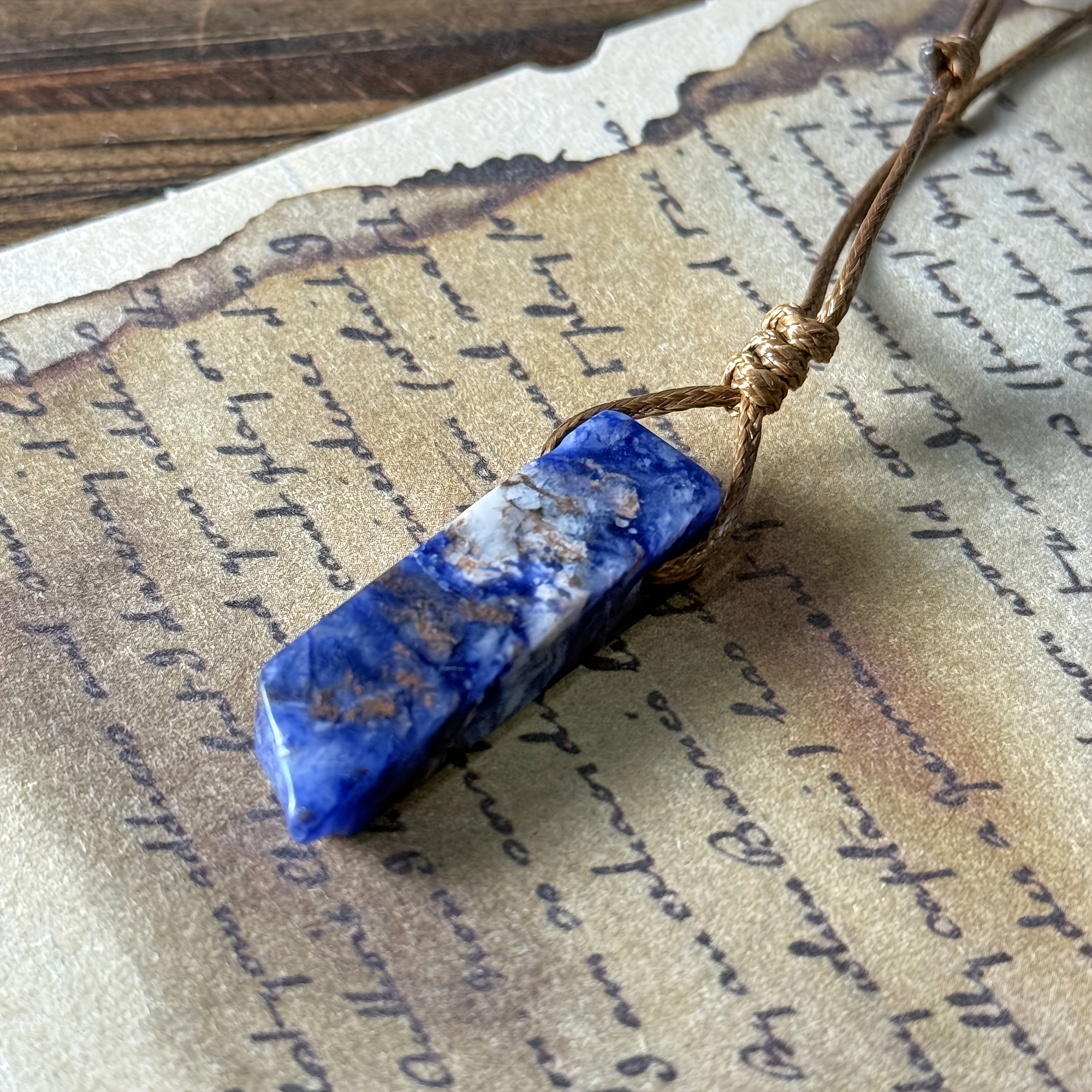 Women's Handcrafted Bohemian Natural Blue-Veined Stone Necklace